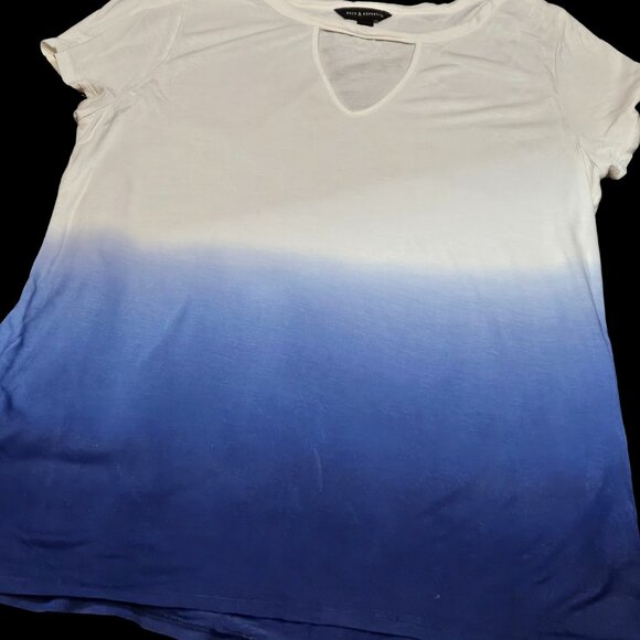 Rock & Republic Blue Ombre Tee – Size Large – Short Sleeve Gradient Top - Picture 3 of 5